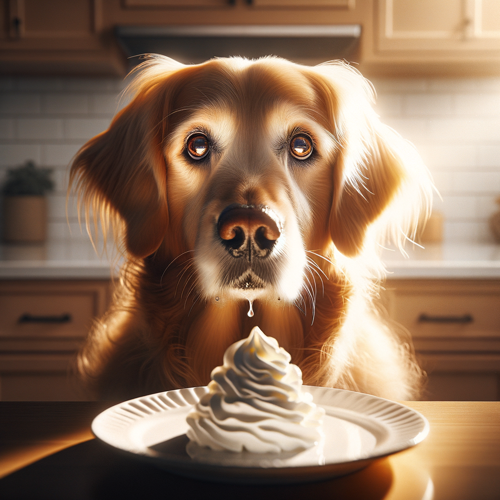 Dog eyeing whipped cream